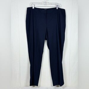 Talbots Woman Hampshire Trouser Pants Size 18W Navy Blue Velvet Dot Tapered Leg
